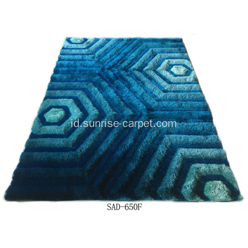 Polyester Silk Shaggy Karpet / Rug dengan 3D Pattern